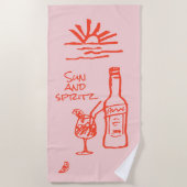 Serviette De Plage Invitation Soleil et Spritz pour l'Enterrement de  (Devant)