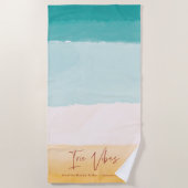 Serviette De Plage Irie Vibes | Ombre Plage Soleil & Sable Monogramme (Devant)