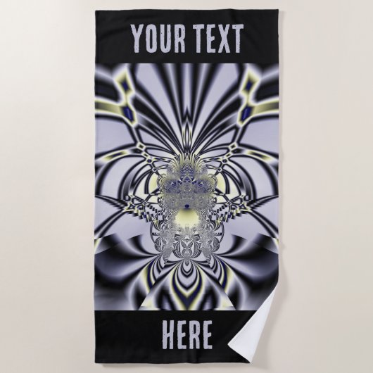 Serviette De Plage Iris Violet Art Fractal de Géométrie Sacrée (Devant)