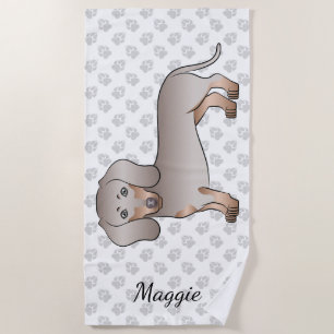 Serviette De Plage Isabella et Tan Short Hair Chien Teckel et nom