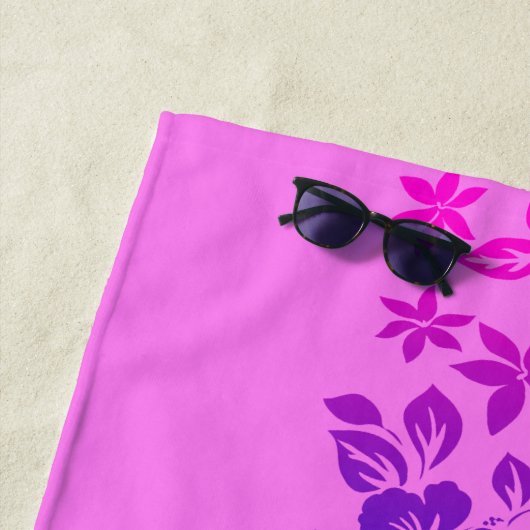 Serviette De Plage Island Blend Hawaiian Hibiscus Floral - Rose (En situation)
