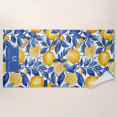 Serviette De Plage Italien Positano Citron Bleu Gras (Devant)
