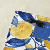 Serviette De Plage Italien Positano Citron Bleu Gras (En situation)