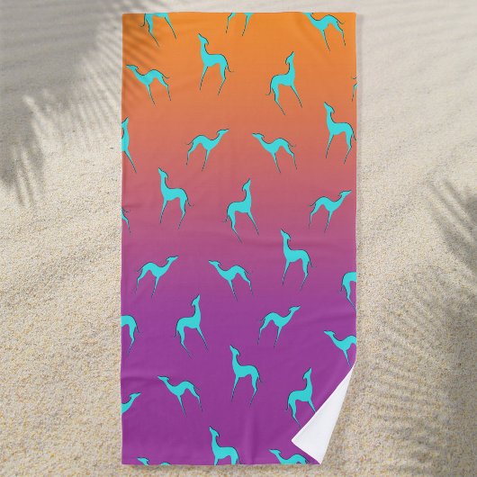 Serviette De Plage Italienne Greyhound Silhouette Motif Couleurs Ombr