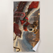Serviette De Plage Jack Russell Chien Festive de Noël (Devant)