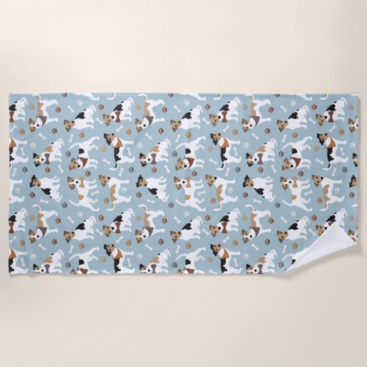 Serviette De Plage Jack Russell Terrier Paws and Bones (Devant)
