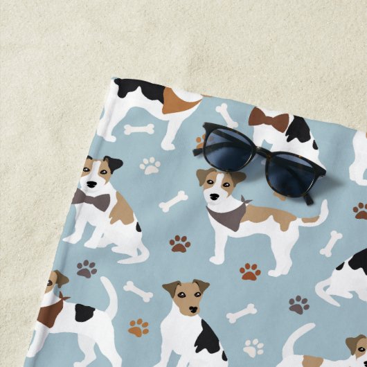 Serviette De Plage Jack Russell Terrier Paws and Bones (En situation)