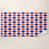 Serviette De Plage Jacquard orange et bleu diamant (Devant)