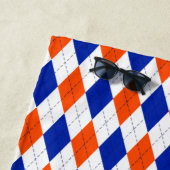 Serviette De Plage Jacquard orange et bleu diamant (En situation)