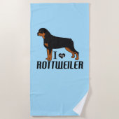 Serviette De Plage J'adore mon chien Rottweiler Rottie (Devant)