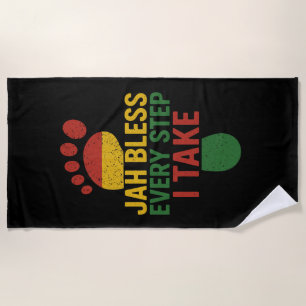 Serviette De Plage Jah bénisse chaque pas que je fais Rasta