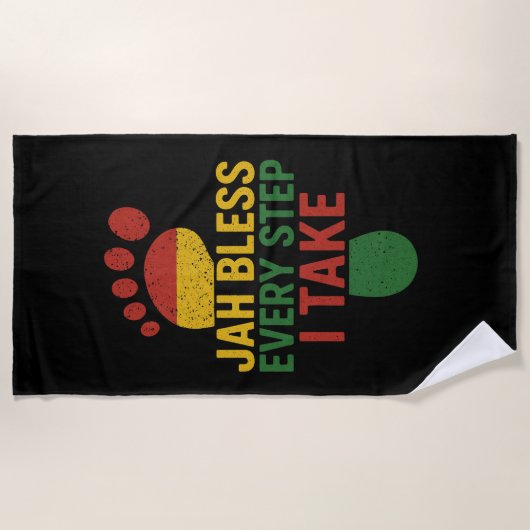 Serviette De Plage Jah bénisse chaque pas que je fais Rasta (Devant)