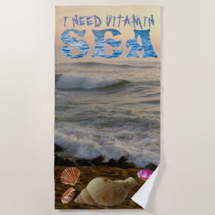 SERVIETTE DE PLAGE J'AI BESOIN DE LA MER DE VITAMINE