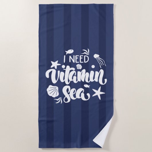 Serviette De Plage J'ai besoin de mer vitaminée (Devant)