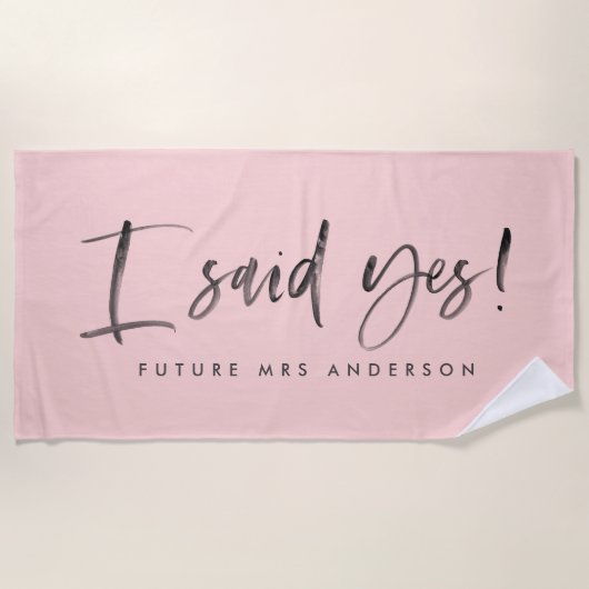 Serviette De Plage J'ai dit oui ! fiançailles aquarelle (Devant)