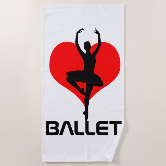 Serviette De Plage J'aime et adore le ballet génial unique (Devant)