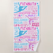 Serviette De Plage J'aime Gymnastique-filles rose, violet et bleu Pap (Devant)