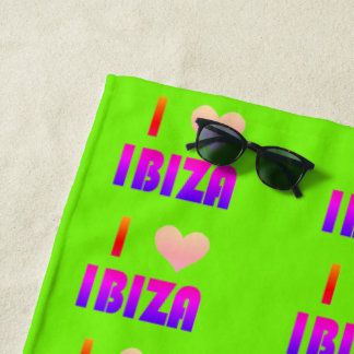 Serviette De Plage J'aime Ibiza multicolore