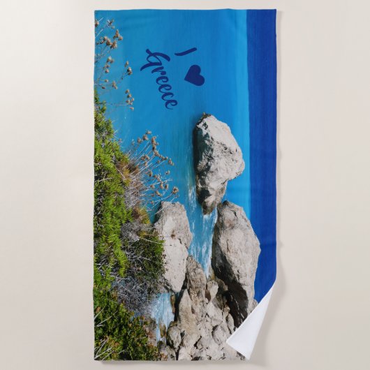 Serviette De Plage J'aime la grèce  (Devant)