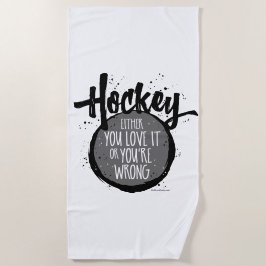 Serviette De Plage J'aime le hockey (Devant)