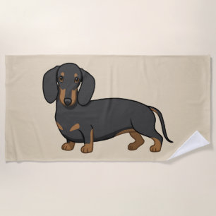 Serviette De Plage J'aime les Dachshunds, mignon chien noir