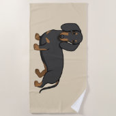 Serviette De Plage J'aime les Dachshunds, mignon chien noir (Devant)