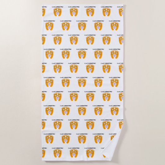 Serviette De Plage J'Aime Les Pieds Nus En Été (Devant)