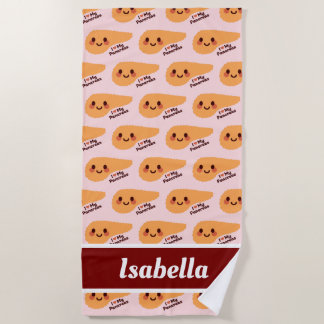 Serviette De Plage J'Aime Mes Pancréas - Pancréas Doux Souriants