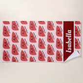 Serviette De Plage J'Aime Mon Foie - Mignonne Foie Souriant (Devant)