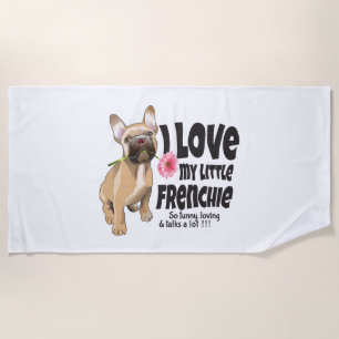 Serviette De Plage J'aime mon petit Français - French bulldog