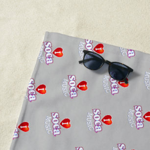 Serviette De Plage J'AIME SOCA sur GRIS