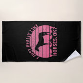 Serviette De Plage J'aime vraiment les chevaux en rose Rose (Devant)