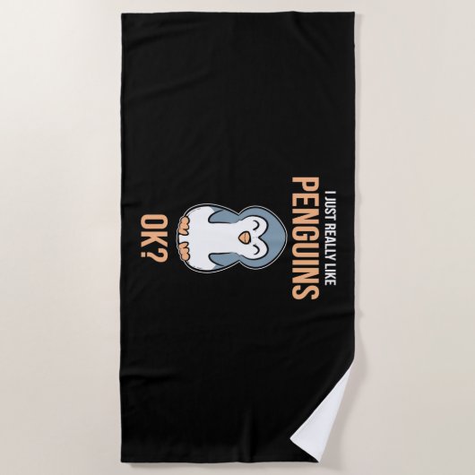 Serviette De Plage J'Aime Vraiment Penguin (Devant)