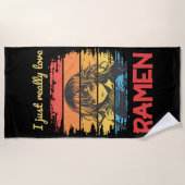 Serviette De Plage J'aime vraiment Ramen rétro Anime (Devant)