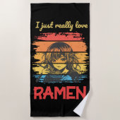 Serviette De Plage J'aime vraiment Ramen rétro Anime (Devant)
