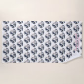 Serviette De Plage Japan Art Cat Wave Embroidered Design - Custom (Devant)