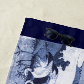 Serviette de plage japonaise de grue (En situation)