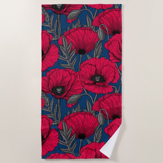 Serviette De Plage Jardin à pavot nocturne (Devant)
