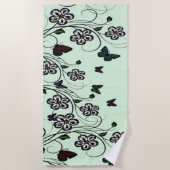 Serviette De Plage Jardin aux papillons vert (Devant)