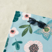 Serviette De Plage Jardin Botanique Rose Et Bleu Printemps Personnali (En situation)