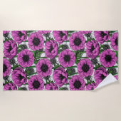 Serviette De Plage Jardin d'anémone rose (Devant)