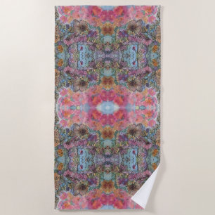 Serviette De Plage Jardin de fleurs chic et charmant, peinture à l'aq