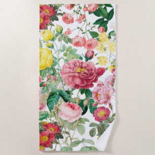 Serviette De Plage Jardin de printemps Vintage Rose