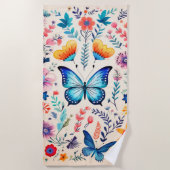 Serviette De Plage Jardin des papillons et des Fleurs sauvages (Devant)