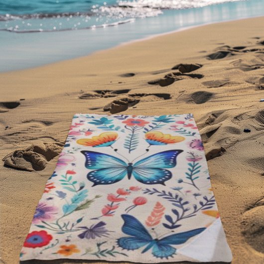 Serviette De Plage Jardin des papillons et des Fleurs sauvages