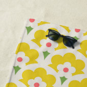 Serviette De Plage Jardin Fleur Jaune Retro Motif (En situation)