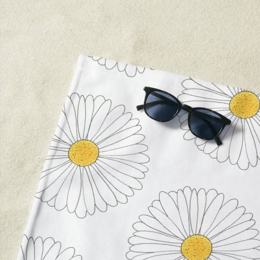 Serviette De Plage Jardin Floral Fleur Jaune Blanc (En situation)