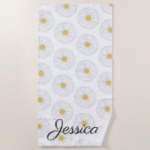 Serviette De Plage Jardin Floral Fleur Jaune Blanc (Devant)