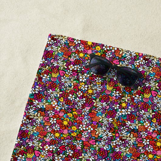 Serviette De Plage Jardin joyeux groovy (En situation)