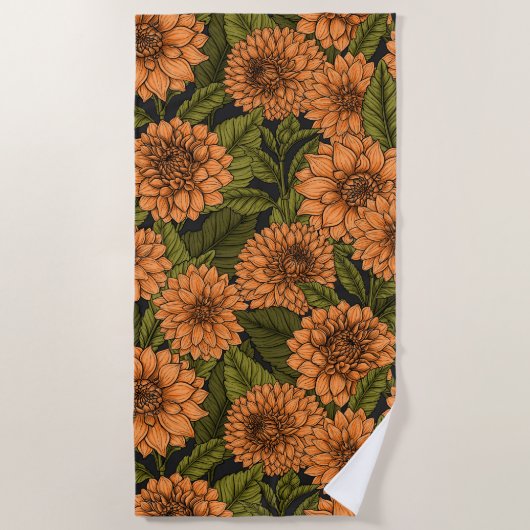 Serviette De Plage Jardin Orange Dahlia (Devant)